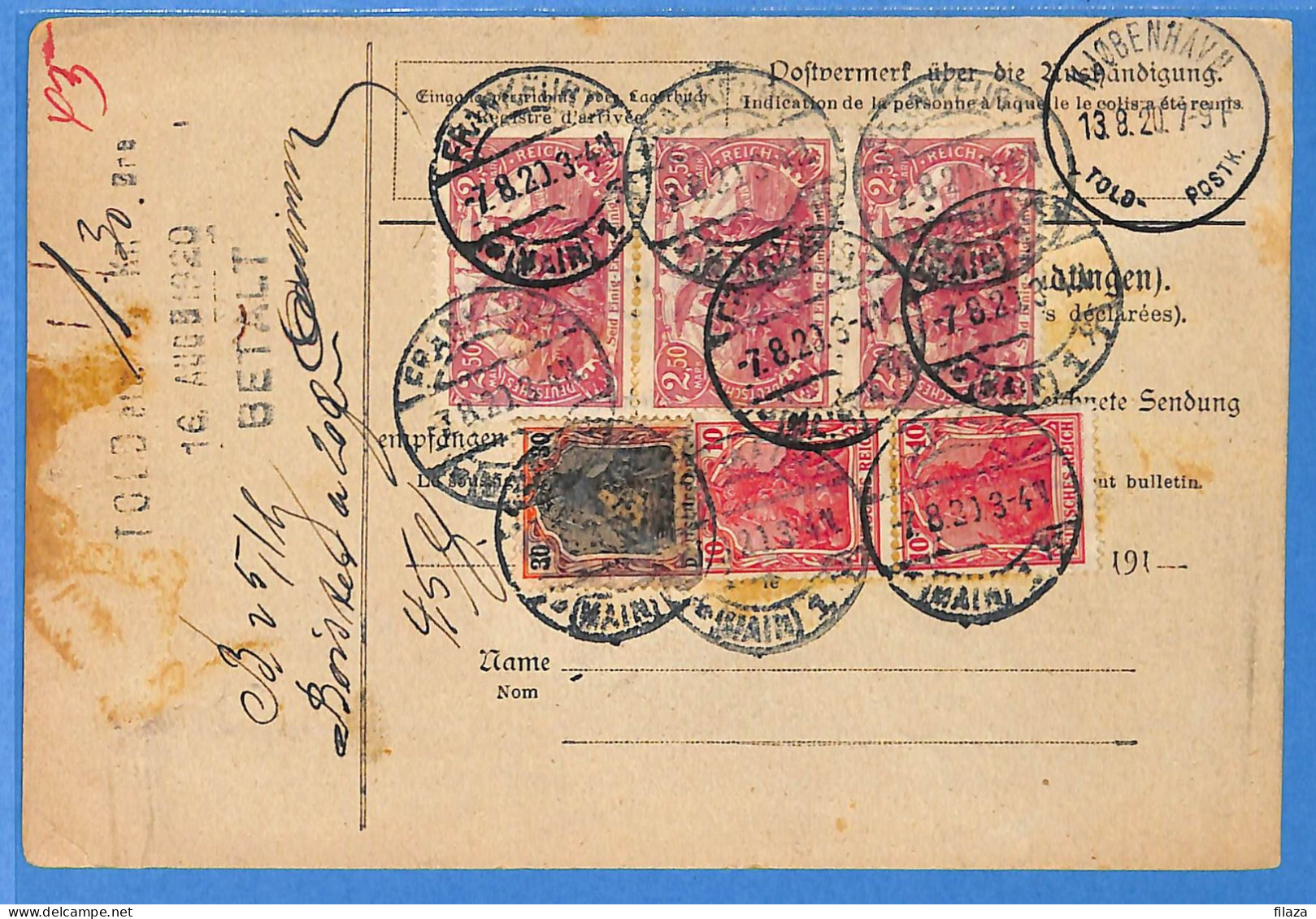 Allemagne Reich 1920 - Carte Postale De Frankfurt - RETRO G33365 - Brieven En Documenten