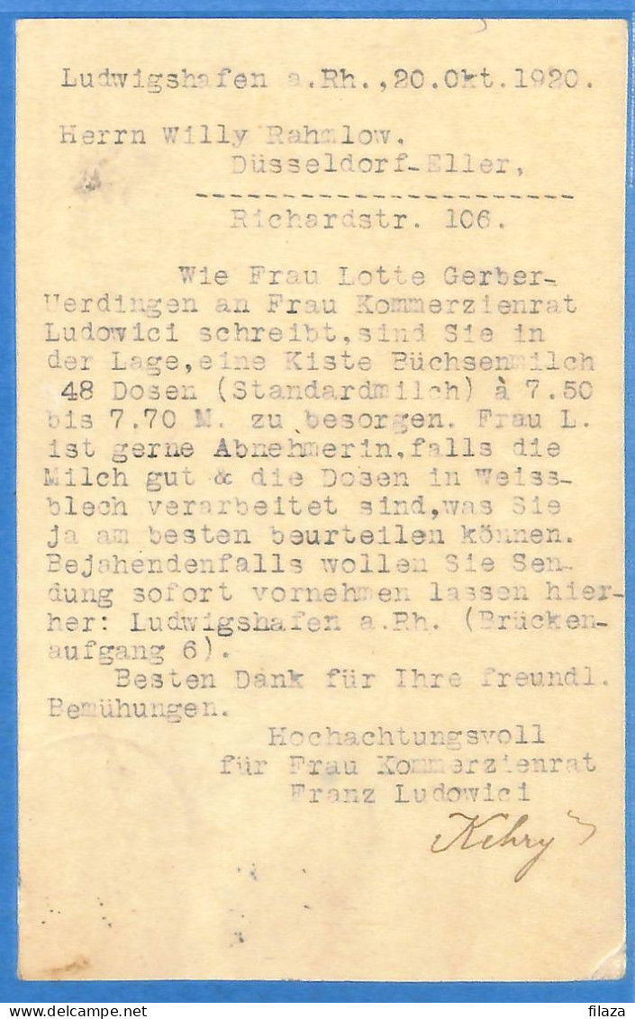 Allemagne Reich 1920 - Carte Postale De Ludwigshafen - G33363 - Brieven En Documenten