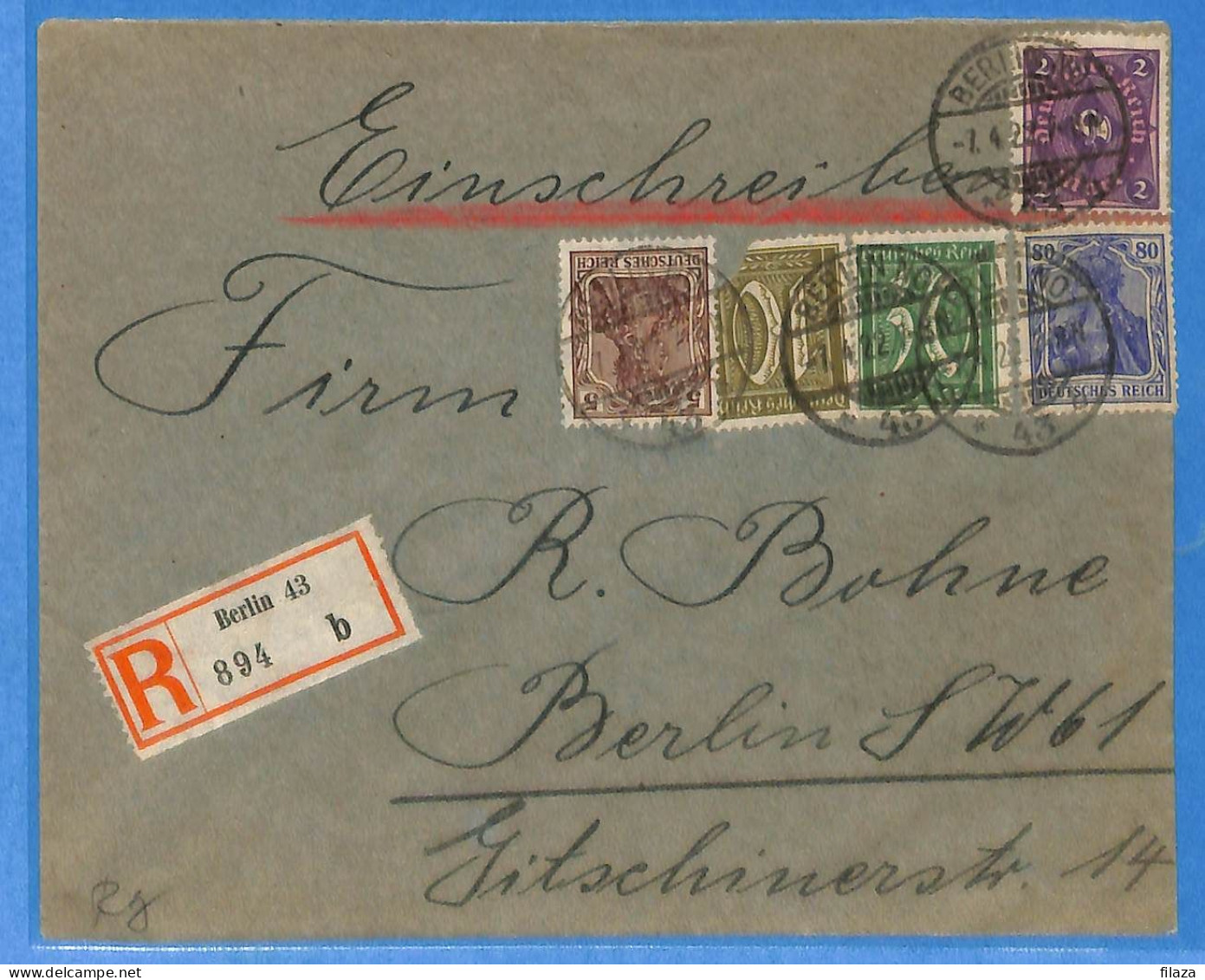 Allemagne Reich 1922 - Lettre Einschreiben De Berlin - G33352 - Briefe U. Dokumente