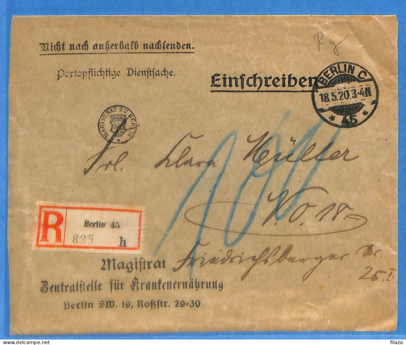 Allemagne Reich 1920 - Lettre Einschreiben De Berlin - G33351 - Brieven En Documenten