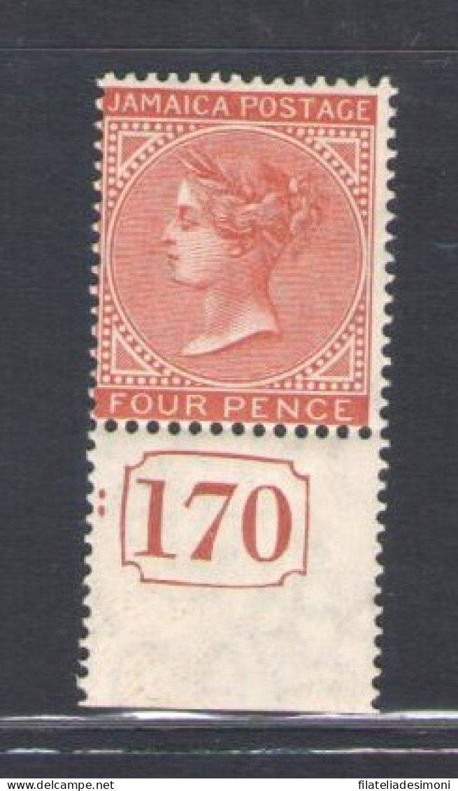 1883-97 JAMAICA - Stanley Gibbons N. 22 - 4d. Red Orange MH* Numero Di Tavola - Other & Unclassified