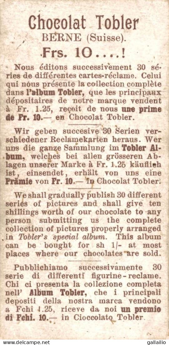 CHROMO CHOCOLAT TOBLER COSTUMES SUISSES - Sonstige & Ohne Zuordnung