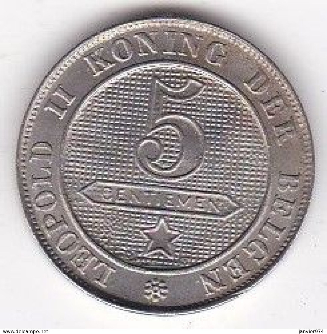 Belgique 5 Centimes 1895. LEOPOLD II . Légende Flamande, En Cupronickel , KM# 41, UNC - 5 Centimes