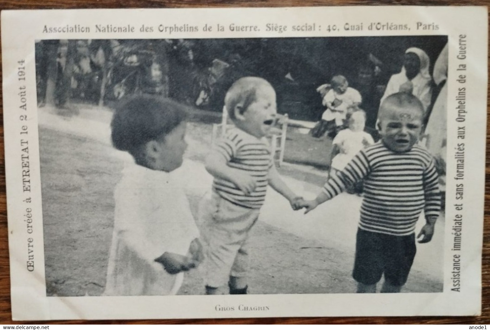 Association Nationale Des Orphelins De La Guerre. Gros Chagrin  Oeuvre Créée à Etretat Le 26 Aout 1914 - Etretat