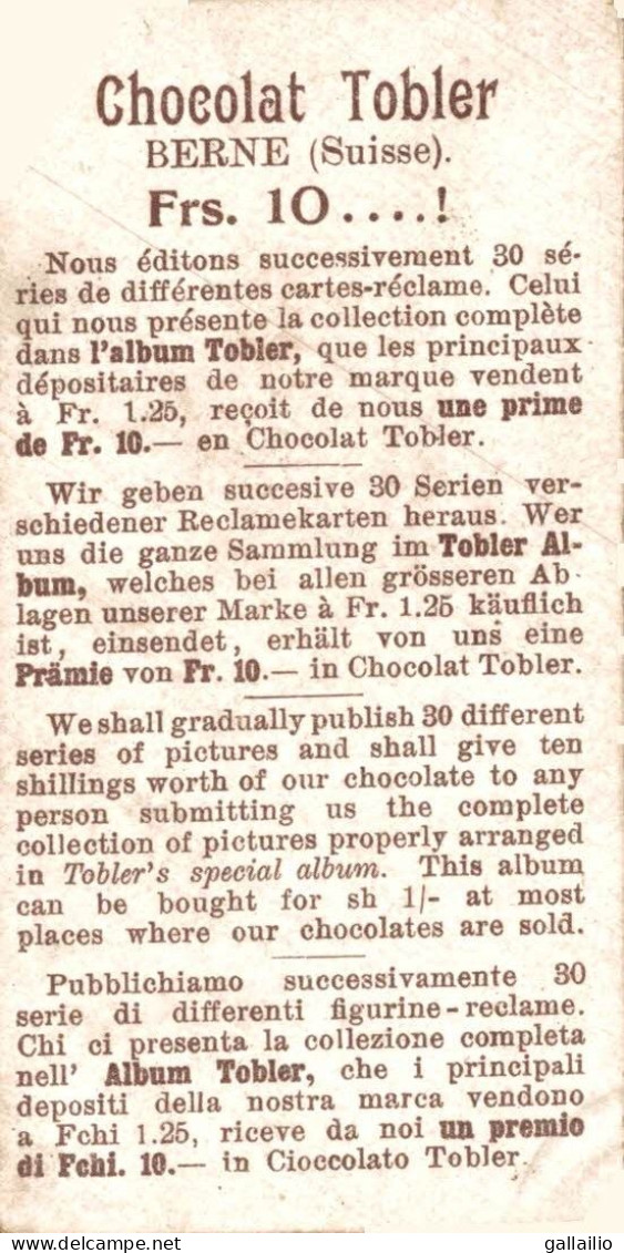 CHROMO CHOCOLAT TOBLER COSTUMES SUISSES - Other & Unclassified