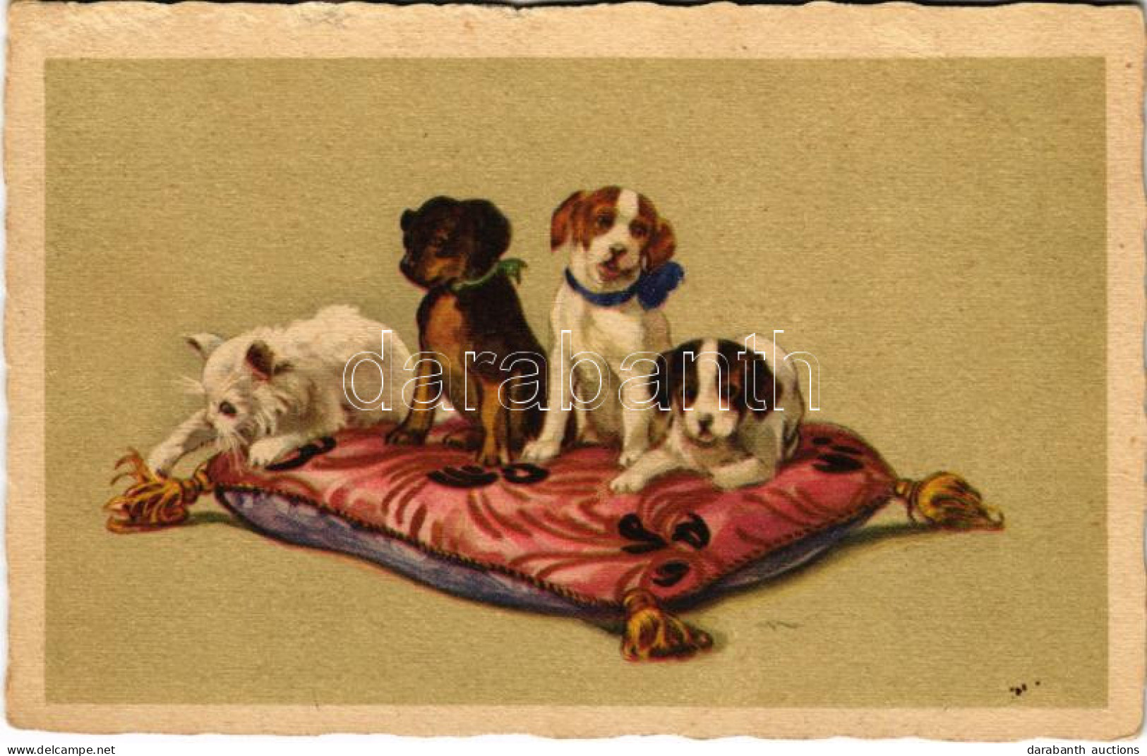 T2/T3 1927 Dogs And Cat (felületi Sérülés / Surface Damage) - Unclassified