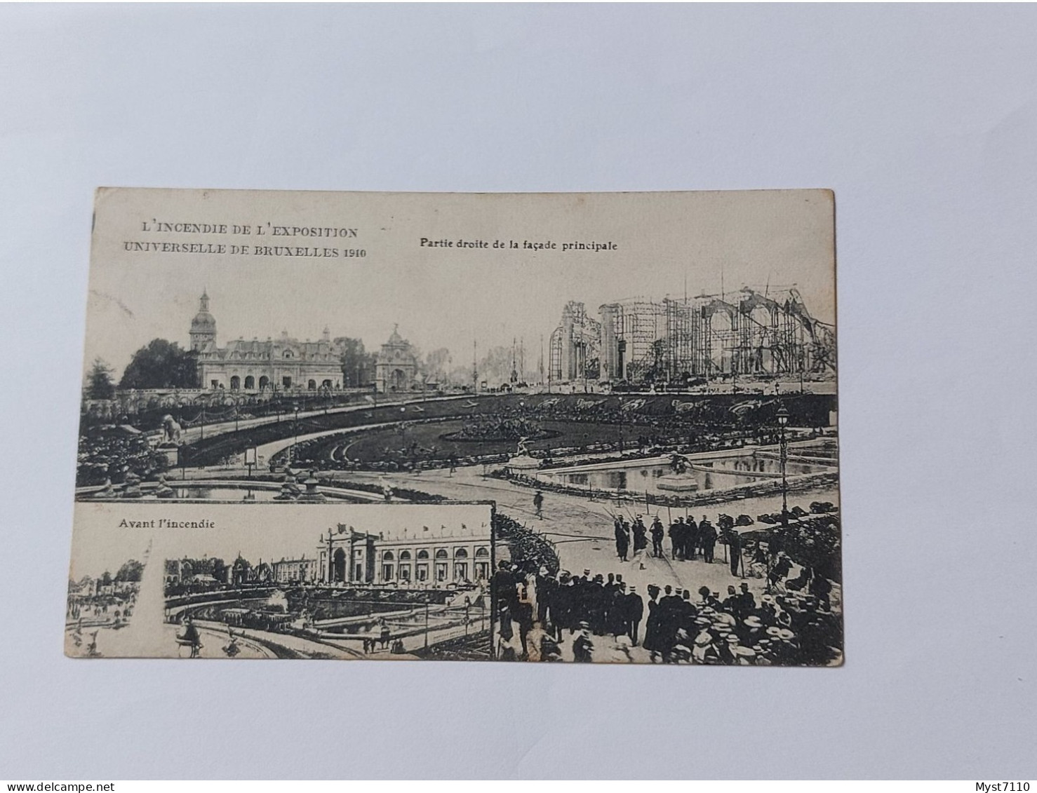 P1 Cp Bruxelles/L'incendie De L'exposition Universelle De Bruxelles 1910. Partie Droite De La Façade Principale. - Expositions Universelles