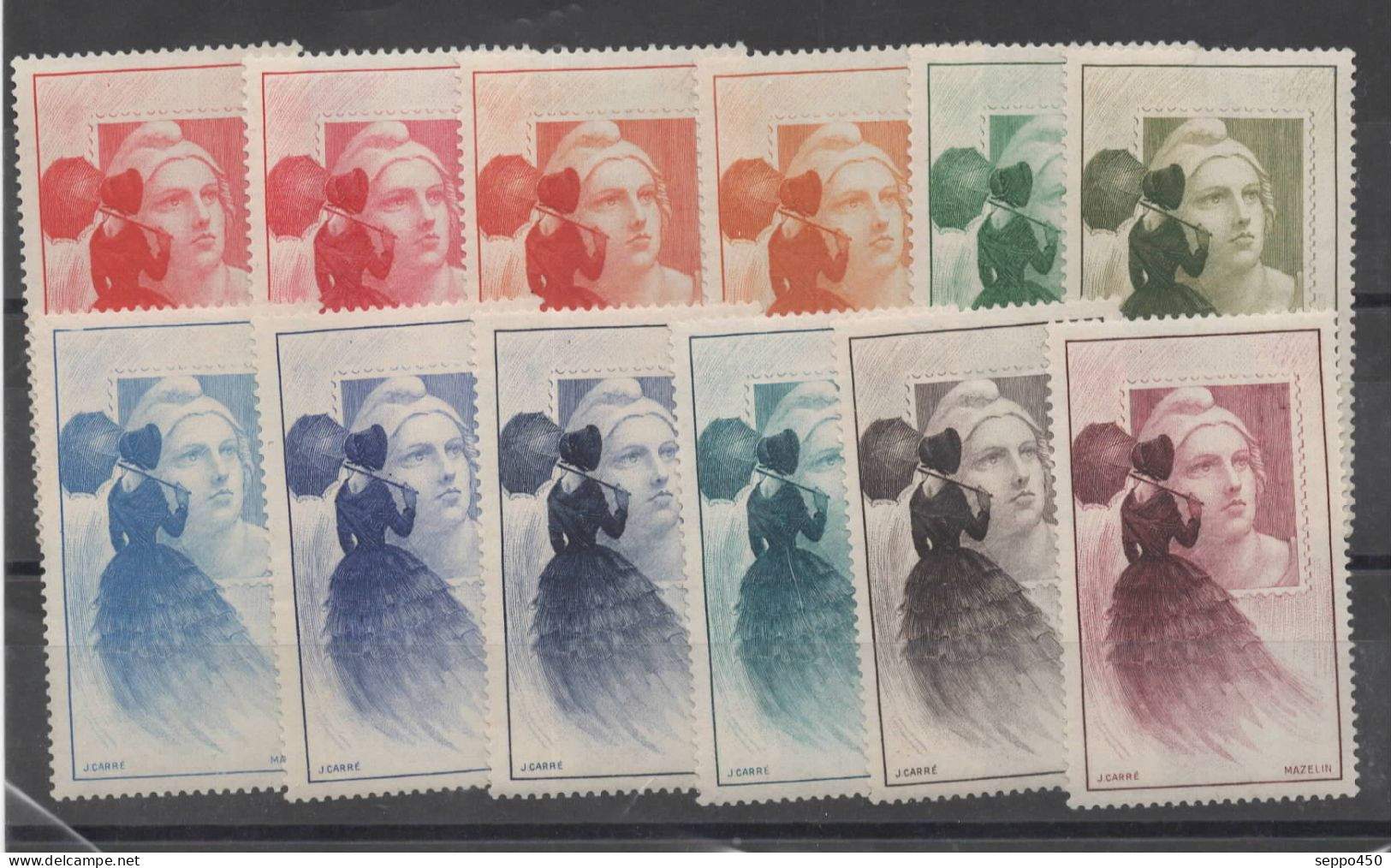 LES 12 VIGNETTES CENTENAIRE DU TIMBRE 1949, MARAINNE DE GANDON, NEUFS** STAMPS BRIEFMARKEN - Neufs