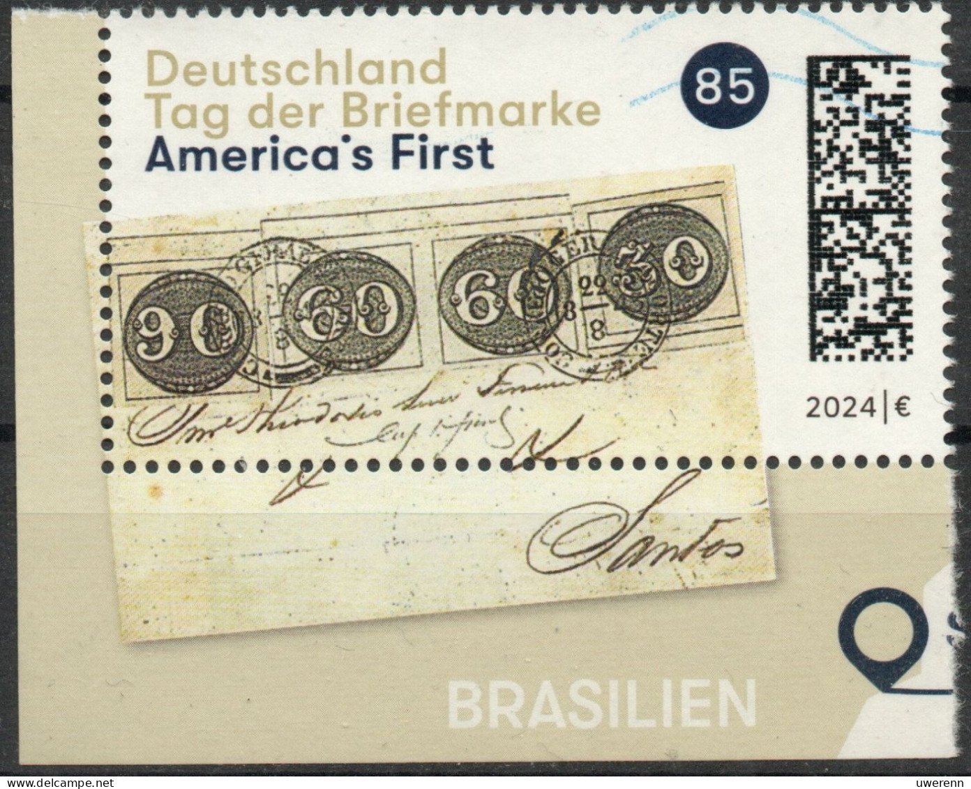 Deutschland 2024. Tag Der Briefmarke, America's First, Marke Aus Block, Mi 3822 Gestempelt - Usati