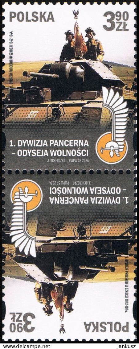 Poland 2024 Fi 5351 Mi 5581 Tête-bêche 3 1st Polish Armoured Division - Odyssey Of Liberty - Neufs