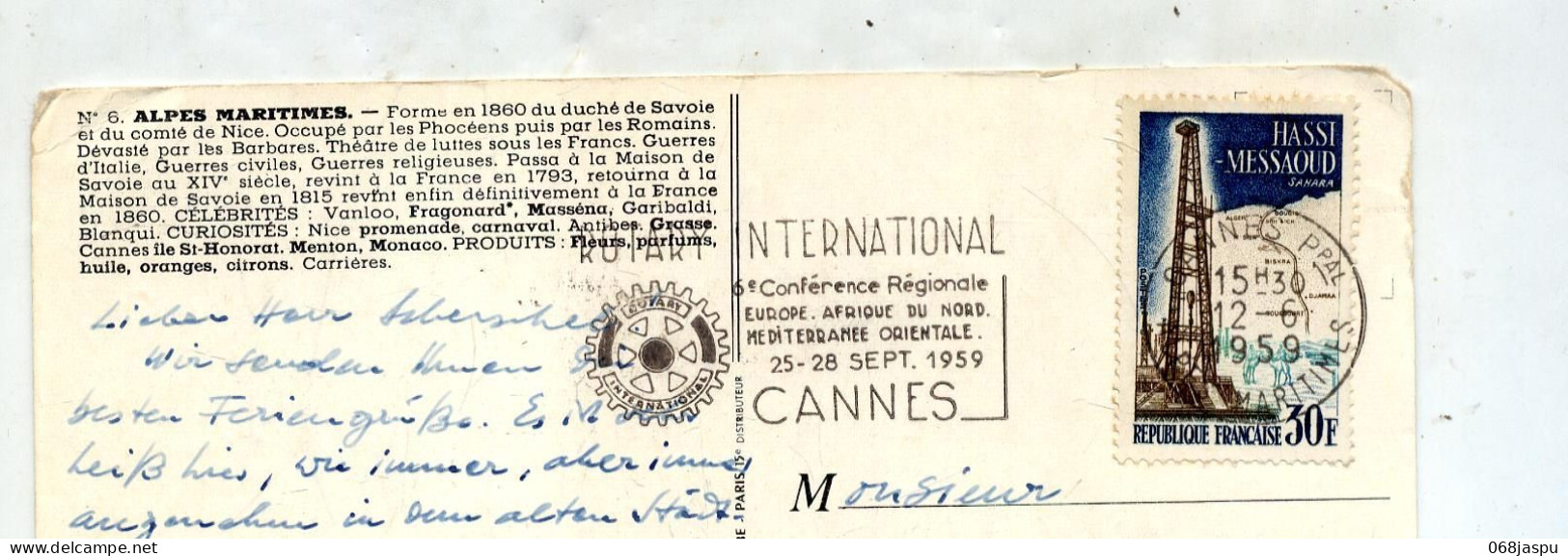 Carte Departement Theme Olive  Citron Etc  Flamme Cannes Rotary - Other & Unclassified