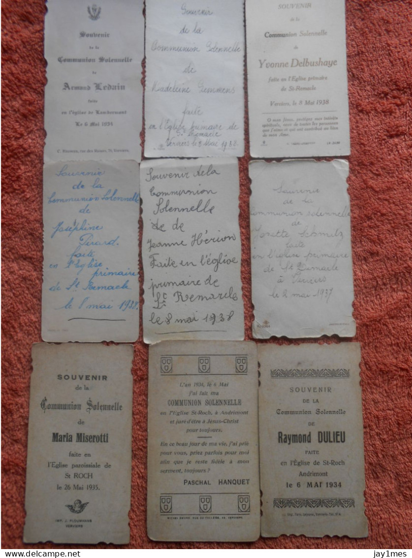 Lot Faire-part Communion De 1930 à 1939 La Plupart De Verviers Poids 49 Gr - Communie