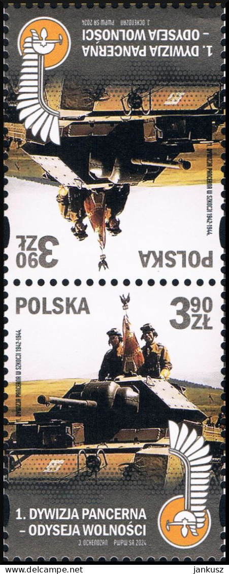 Poland 2024 Fi 5351 Mi 5581 Tête-bêche 4 1st Polish Armoured Division - Odyssey Of Liberty - Unused Stamps