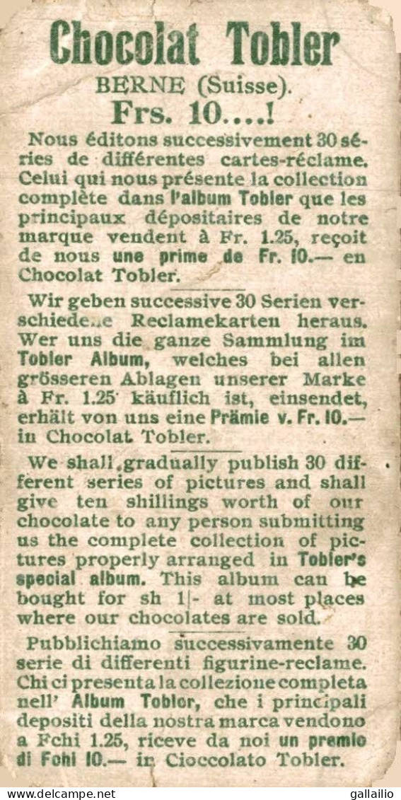 CHROMO CHOCOLAT TOBLER CONTE DE FEES - Otros & Sin Clasificación