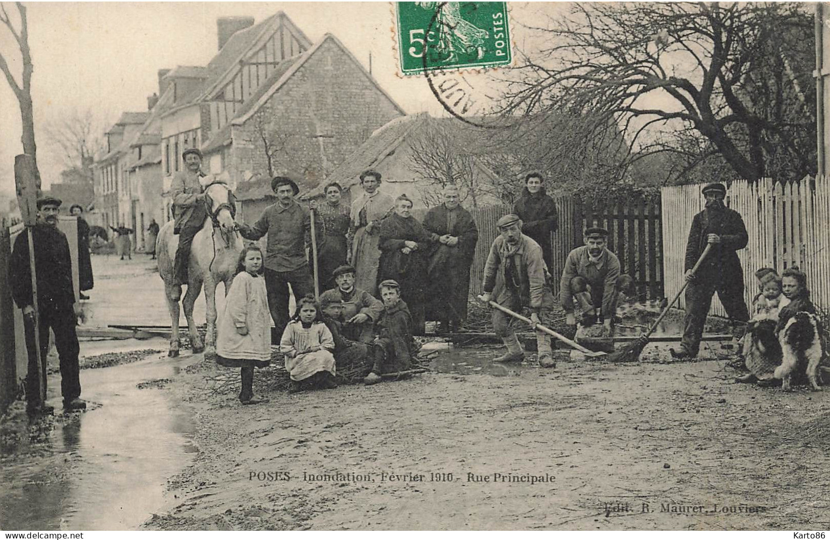 Poses * Inondation Février 1910 , Rue Principale * Inondations Crue * Villageois - Autres & Non Classés