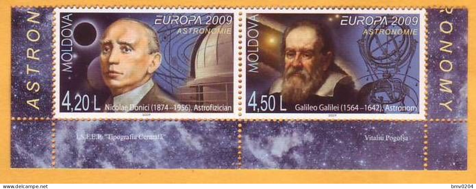 2009 Moldova Moldavie Moldau Galileo Galilei Donici Astronomer Europa-cept H-Blatt 11A 2v Mint - 2009