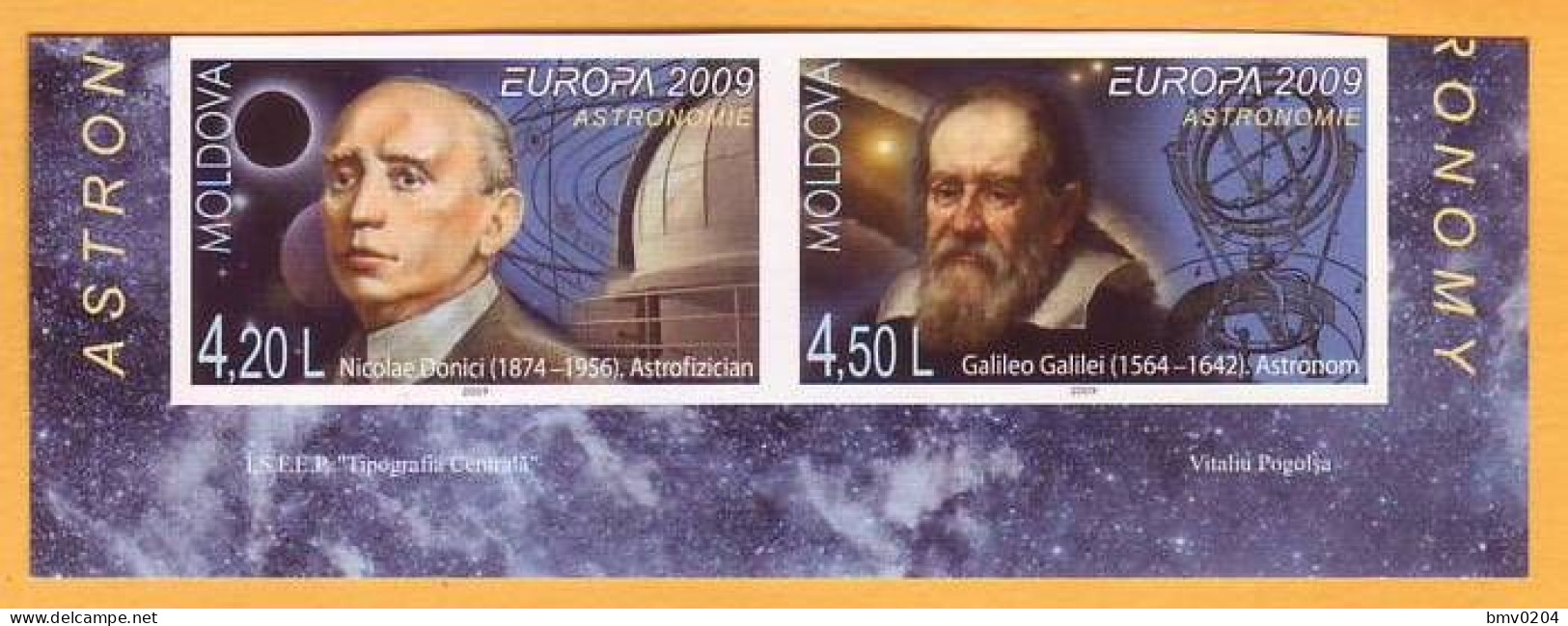 2009 Moldova Moldavie Moldau Galileo Galilei Donici Astronomer Europa-cept H-Blatt 11B 2v Mint - 2009