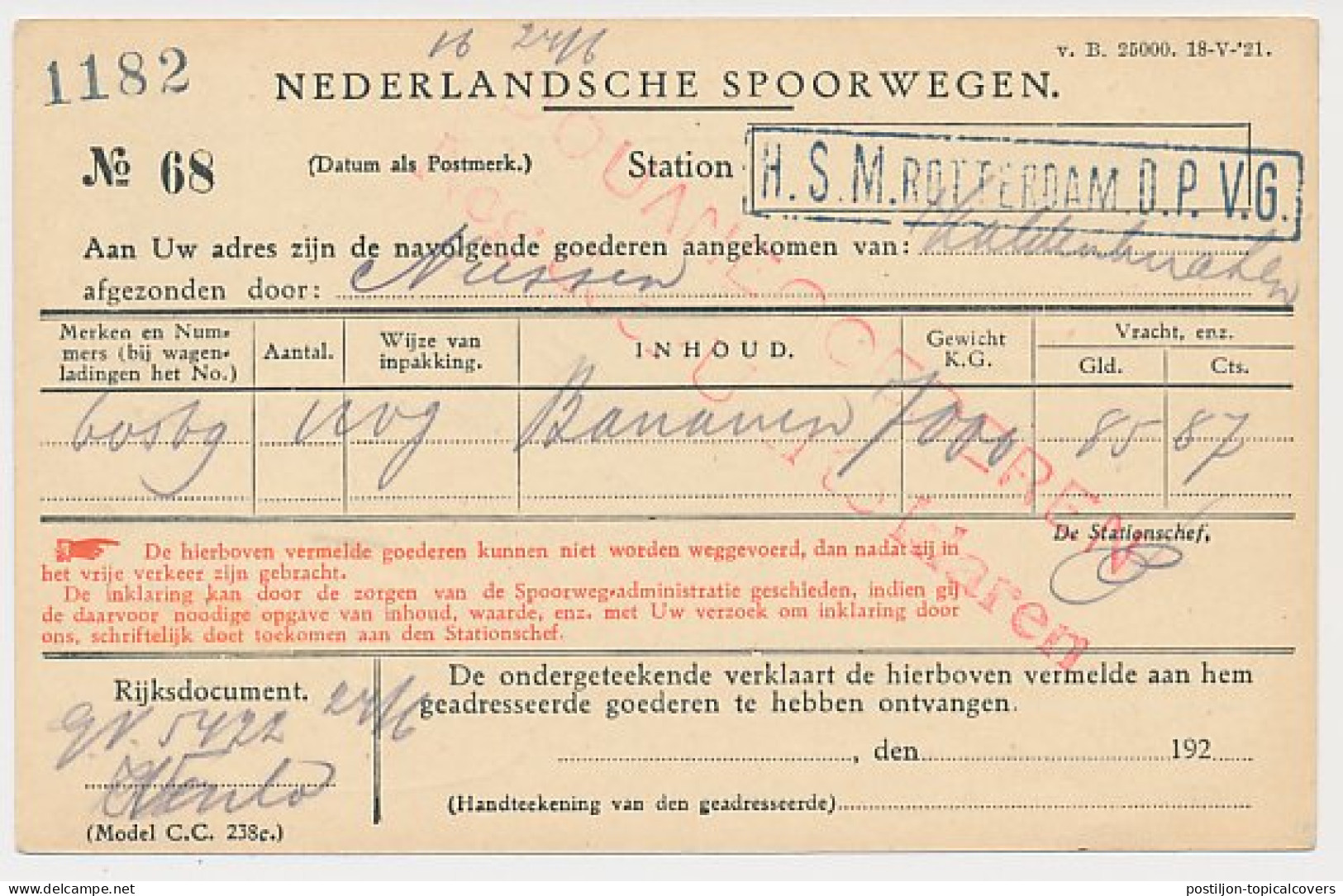 Spoorwegbriefkaart G. NS122-I G - Locaal Te Rotterdam  - Ganzsachen