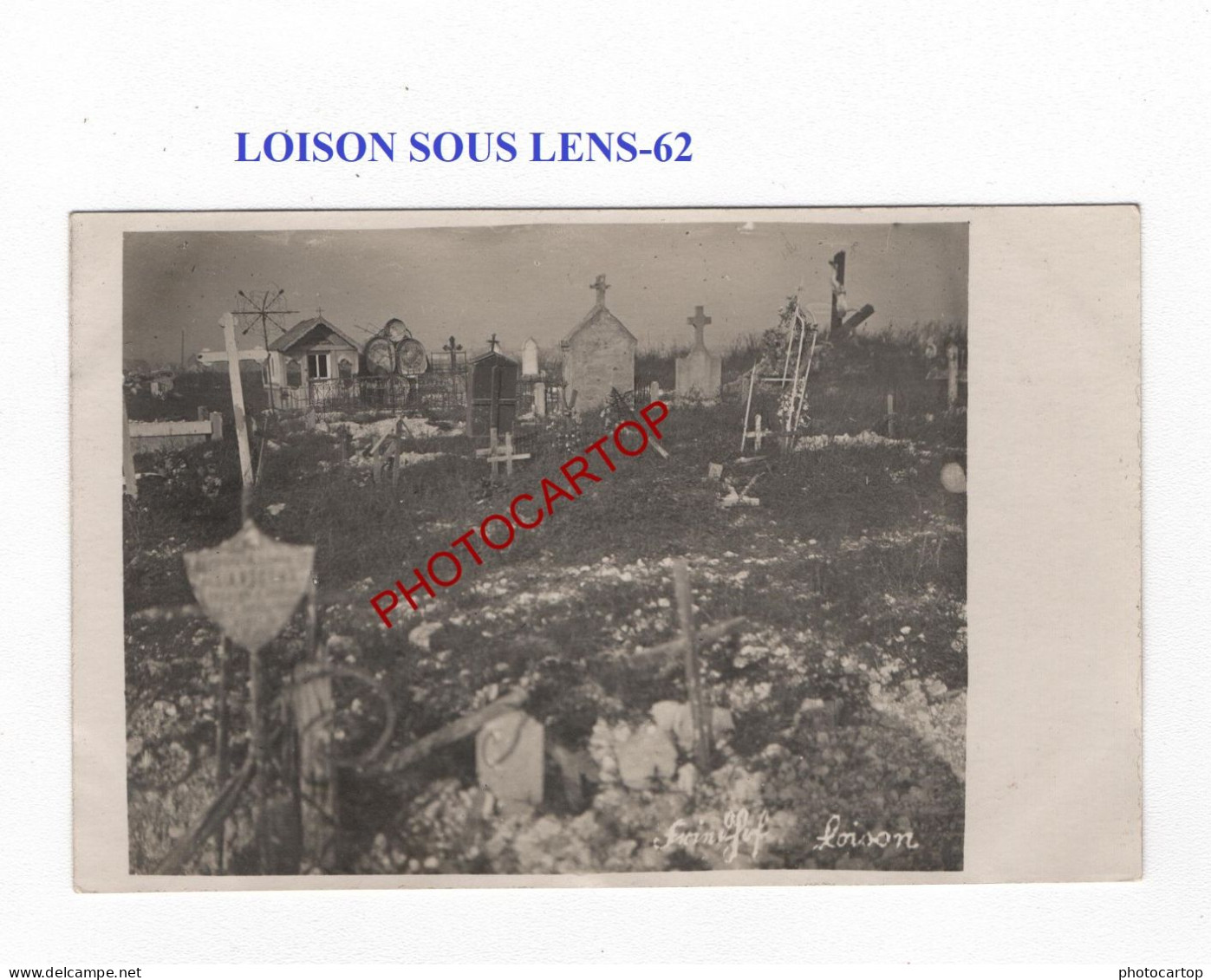 LOISON SOUS LENS-62-Cimetiere-Tombes-CARTE PHOTO Allemande-GUERRE 14-18-1 WK-MILITARIA- - War Cemeteries