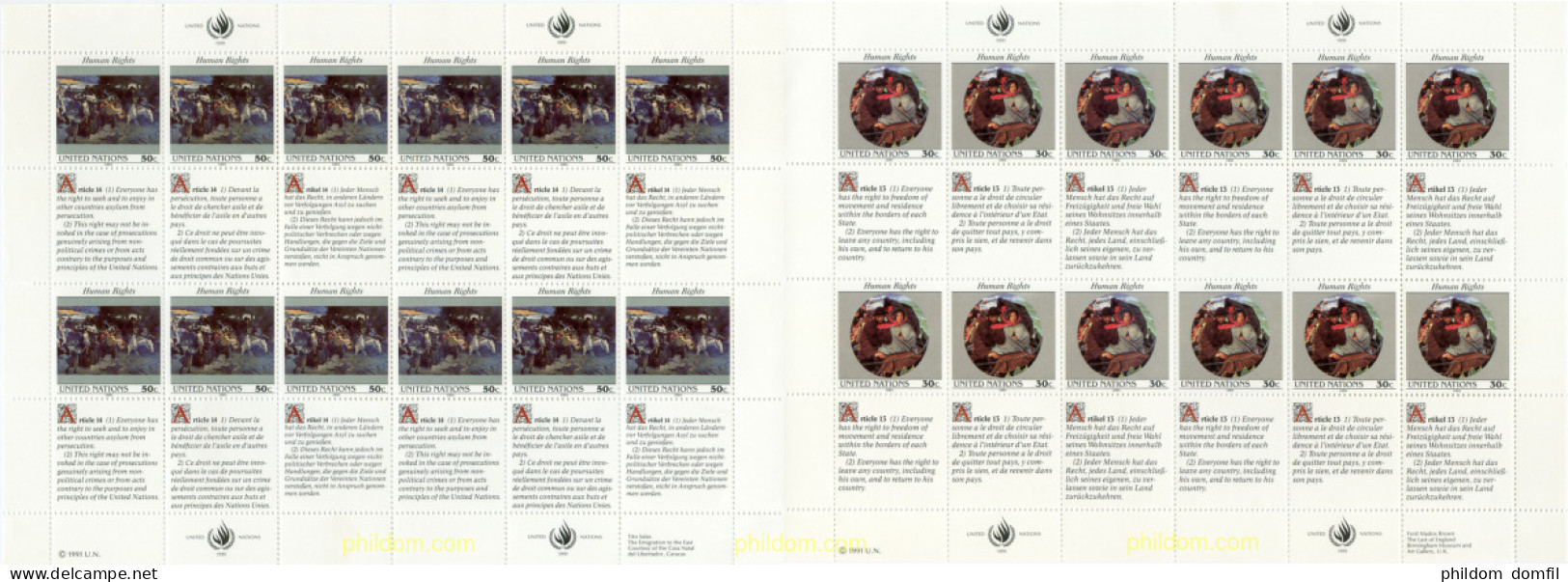 141314 MNH NACIONES UNIDAS. Nueva York 1991 DECLARACION UNIVERSAL DE LOS DERECHOS HUMANOS - Other & Unclassified