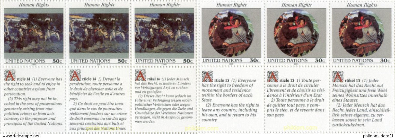 158704 MNH NACIONES UNIDAS. Nueva York 1991 DECLARACION UNIVERSAL DE LOS DERECHOS HUMANOS - Autres & Non Classés