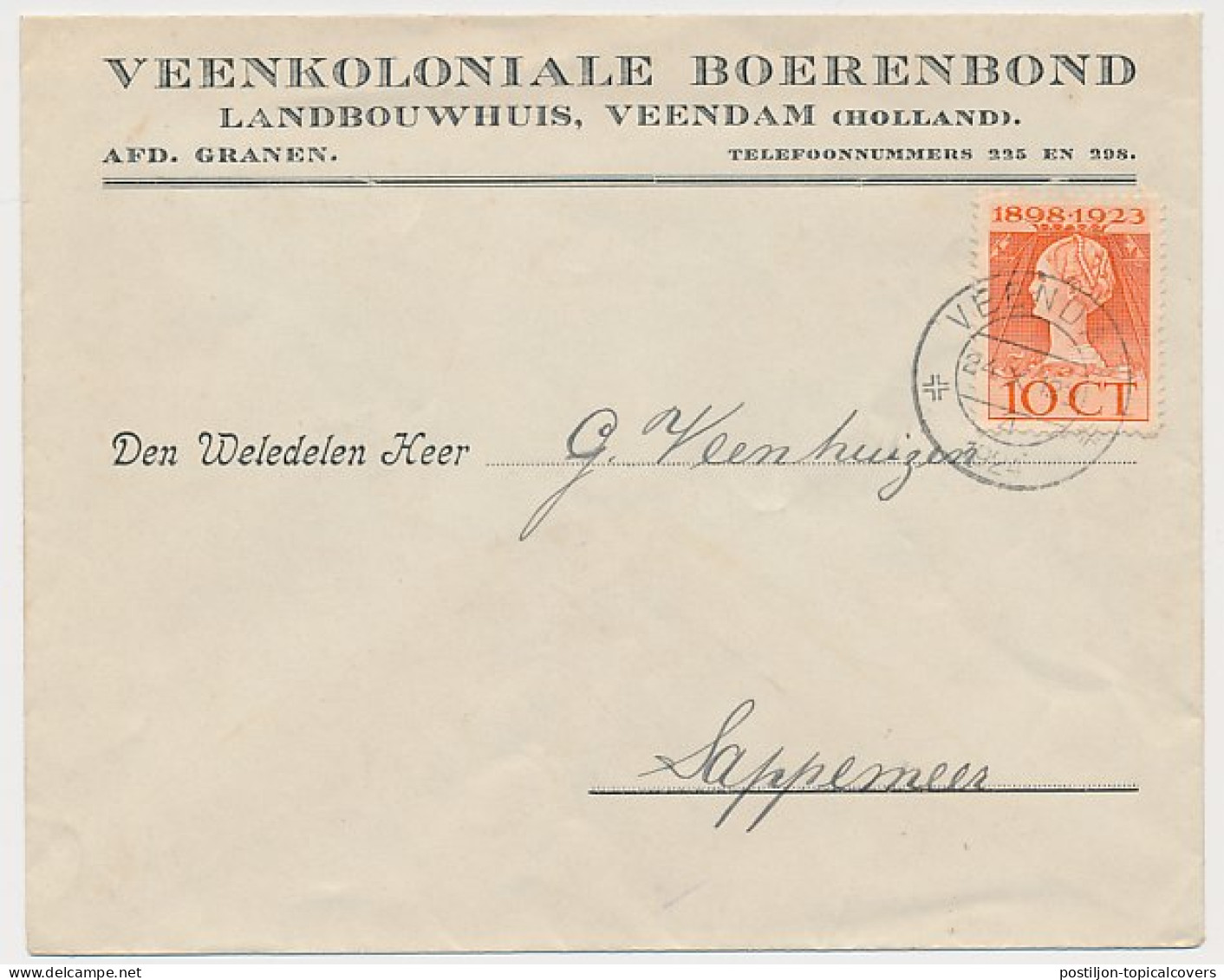 Envelop Veendam 1924 - Veenkoloniale Boerenbond - Unclassified