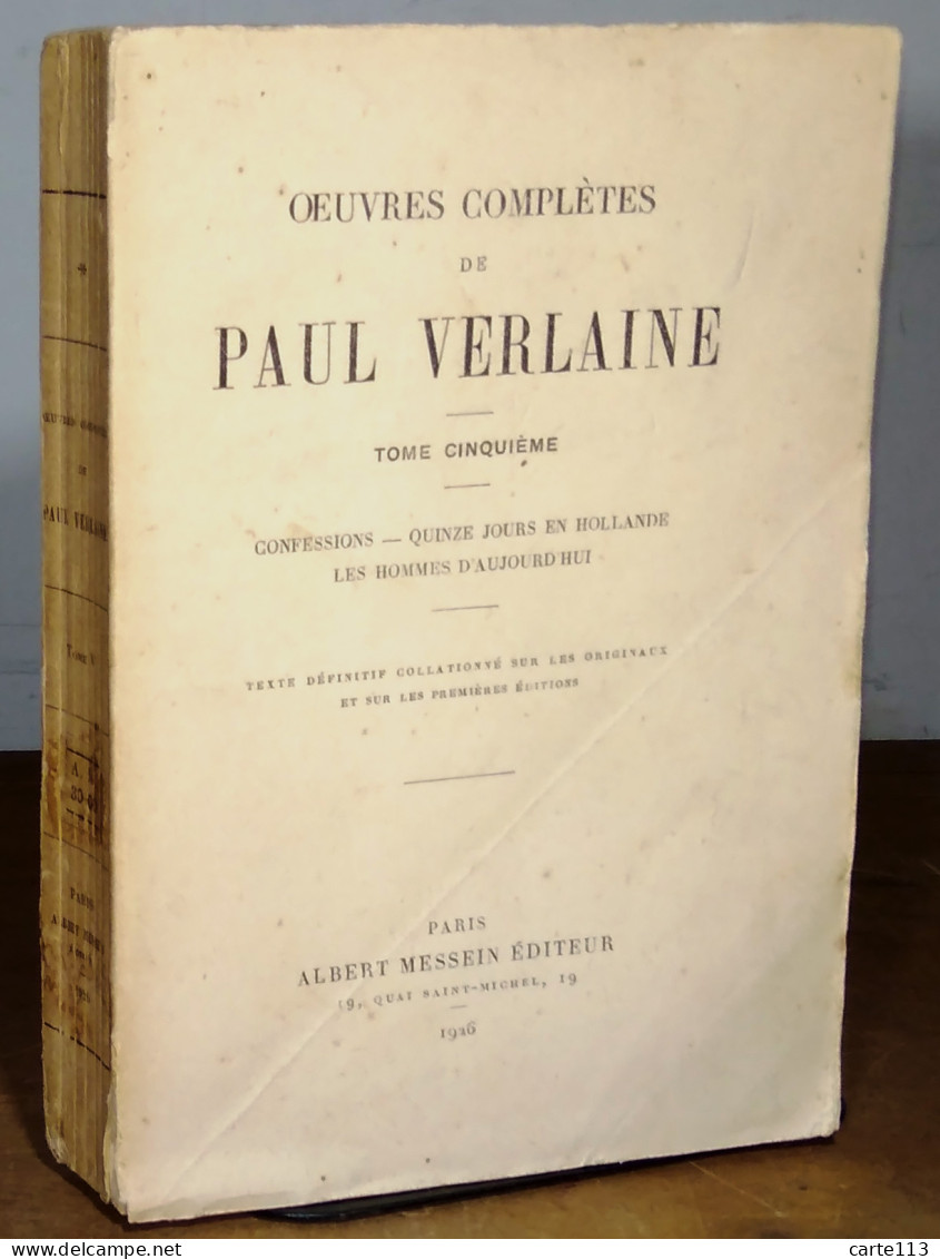 VERLAINE  Paul - OEUVRES COMPLÈTES - TOME CINQUIÈME - 1901-1940