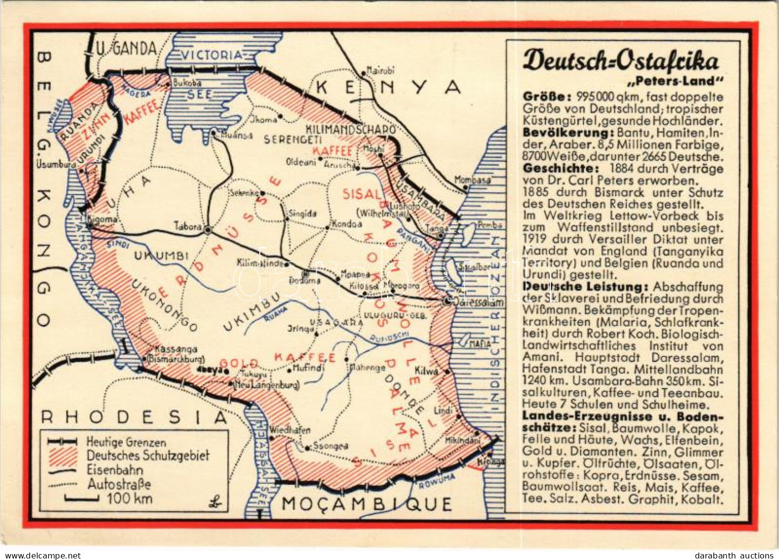 * T2 Deutsch-Ostafrika "Peters-Land". Verlag Des Reichskolonialbundes / Propaganda Map Of German East Africa - Unclassified