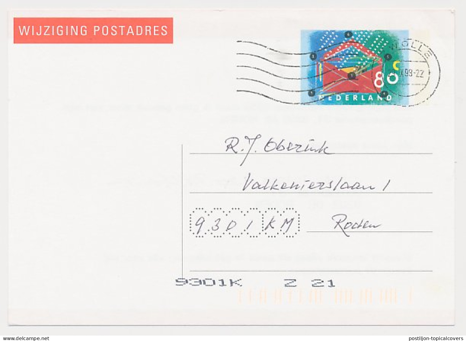 Wijziging Postadres G. 1 C Zwolle - Roden 1999 - Interi Postali