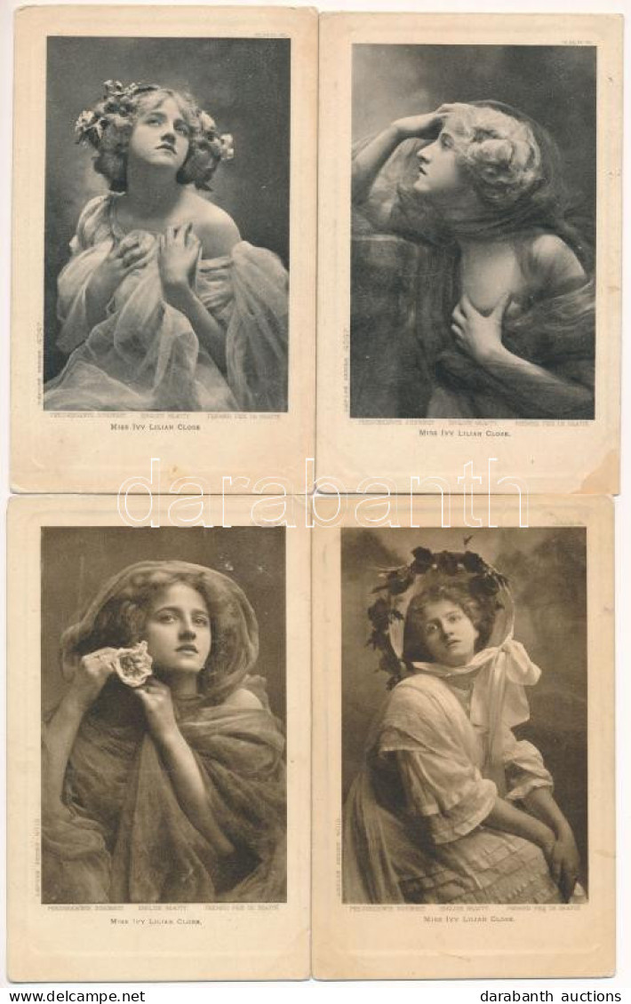 Miss Ivy Lilian Close - 4 Db Régi Képeslap A Brit Színésznőről / 4 Pre-1910 Postcards Of The British Actress - Ohne Zuordnung