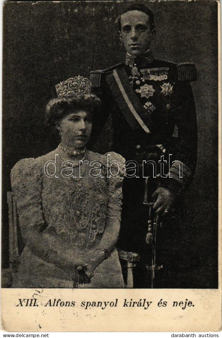 T2/T3 1909 XIII. Alfonz Spanyol Király és Neje / Alfonso XIII, King Of Spain And Victoria Eugenie Of Battenberg, Queen O - Ohne Zuordnung