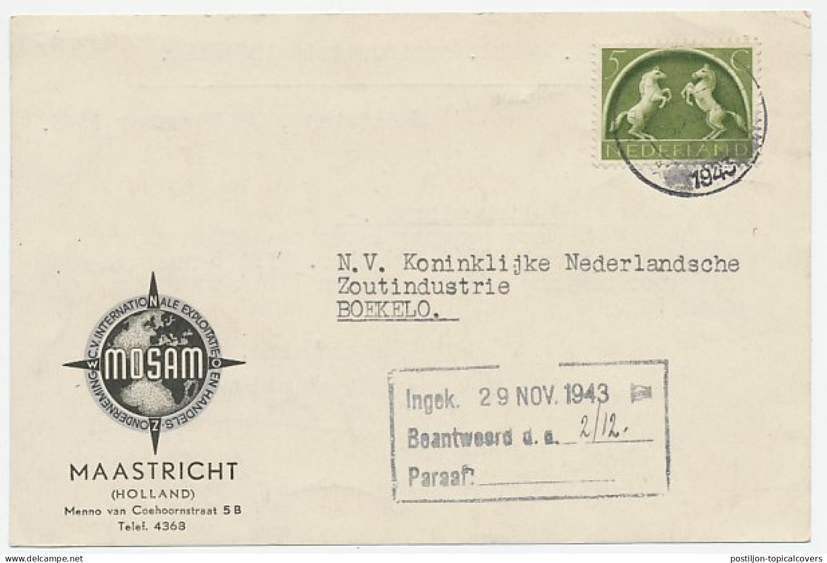 Firma Briefkaart Maastricht 1943 - MOSAM - Unclassified