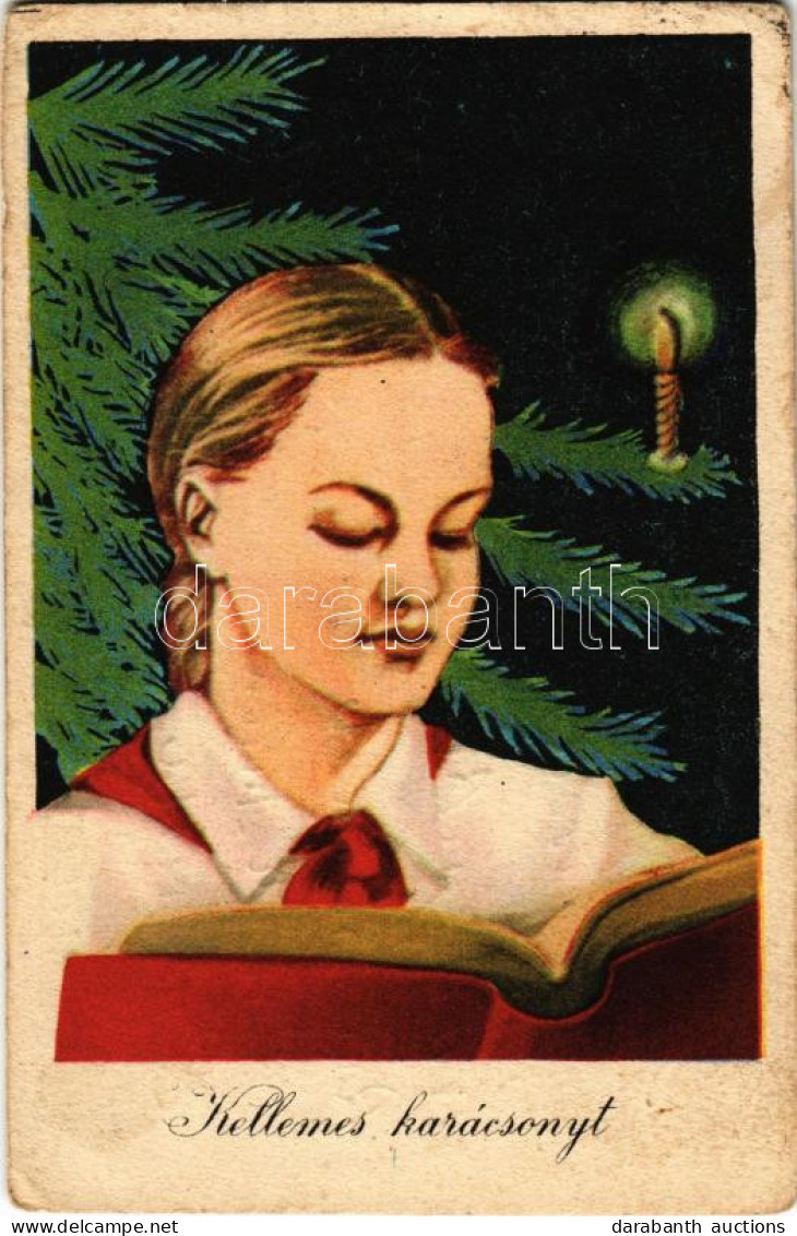 T3 1952 Kellemes Karácsonyt! Magyar úttörő Propaganda. Művészeti Alkotások / Christmas Greeting Card, Hungarian Pioneer  - Non Classés