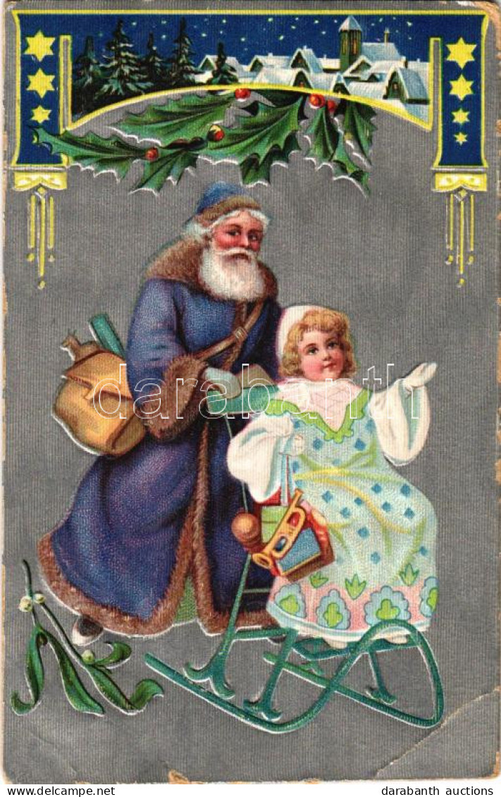 T3 Christmas Greeting Art Postcard With Saint Nicholas. Emb. Litho (EB) - Zonder Classificatie