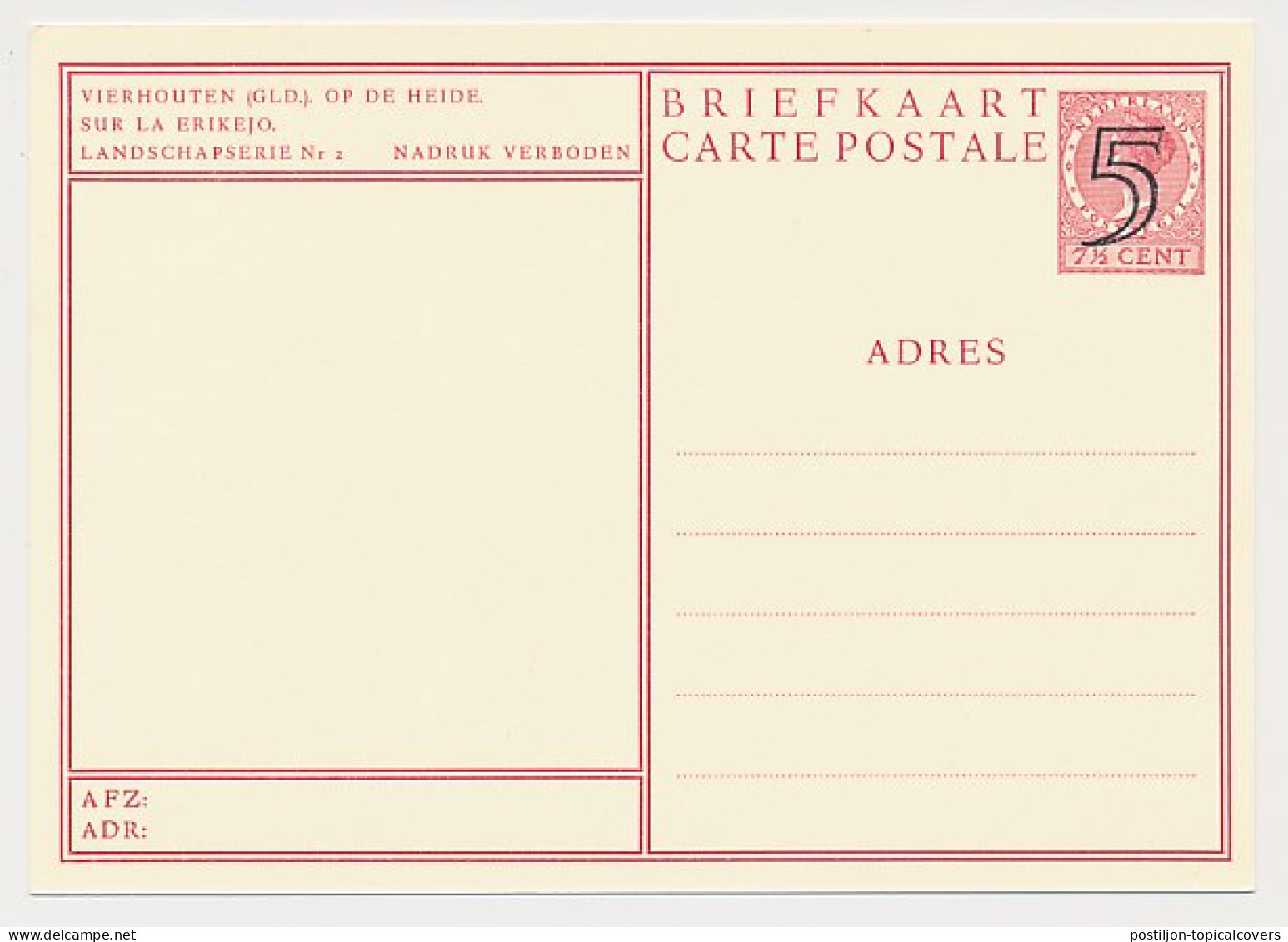 Briefkaart G. 287 B - Vierhouten - Ganzsachen