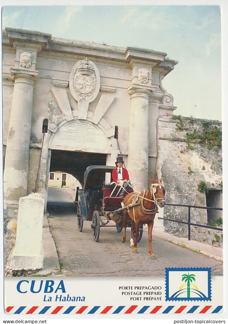 Postal Stationery Cuba 1999 Horse - Coach - Carriage - Hippisme