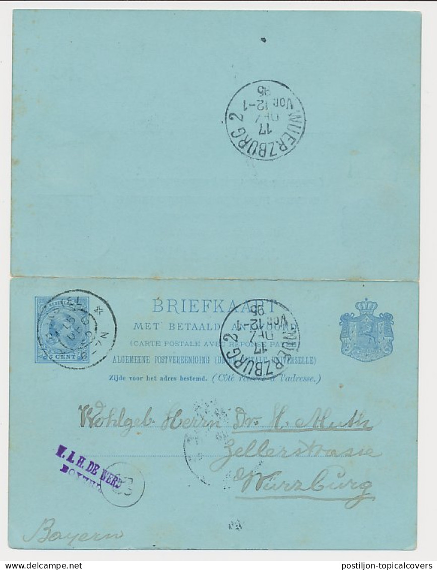 Briefkaart G. 30 Boxtel - Wurzburg Duitsland 1895 - Postwaardestukken