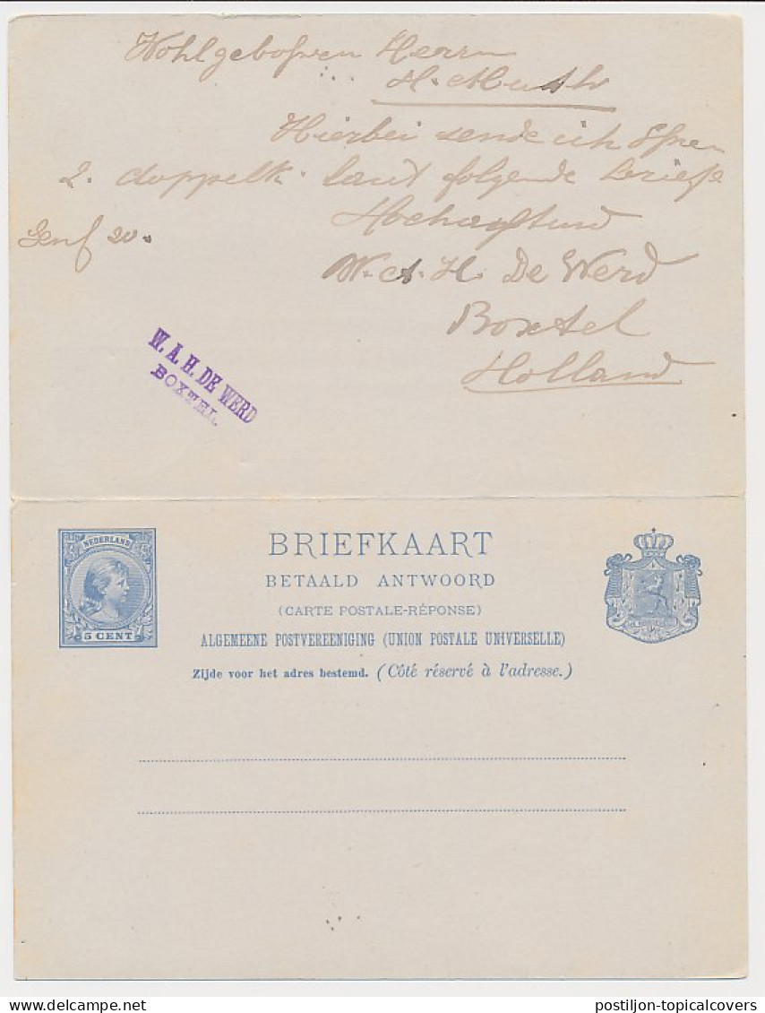 Briefkaart G. 30 Boxtel - Wurzburg Duitsland 1895 - Interi Postali