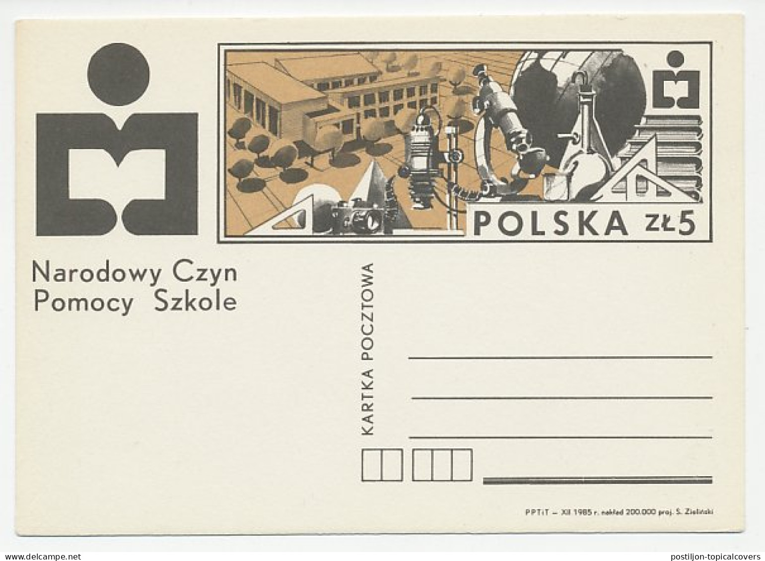 Postal Stationery Poland 1985 Photo Camera - Mathematics - Science - Fotografie