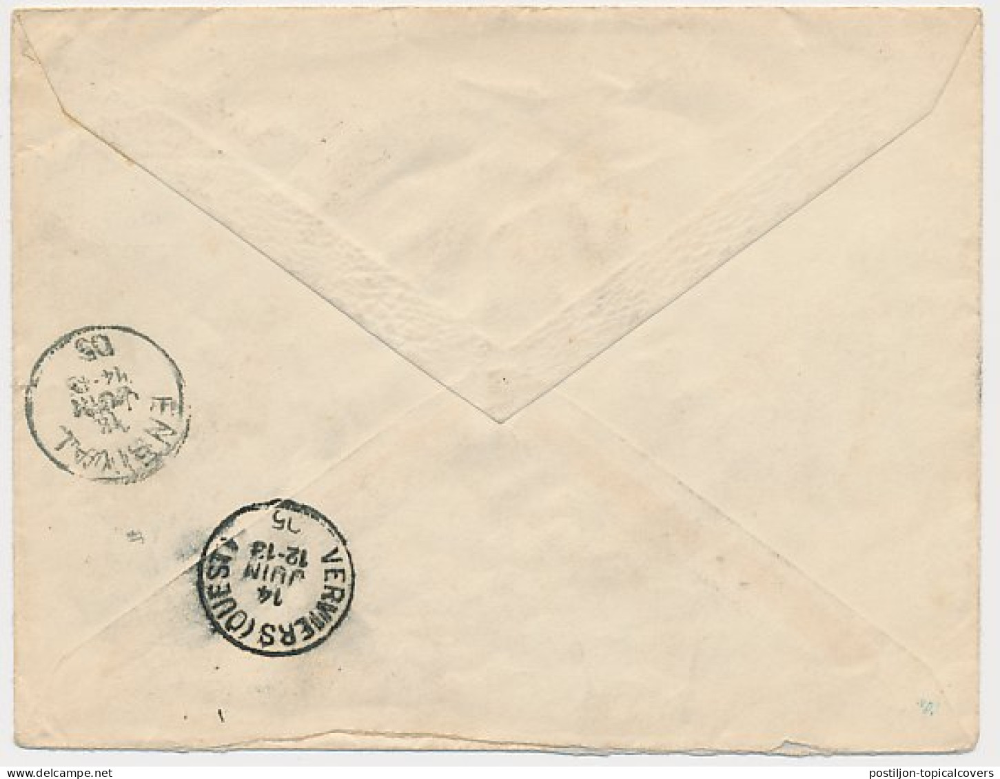 Envelop G. 8 C / Bijfrankering Aangetekend Leiden- Belgie 1905 - Postwaardestukken