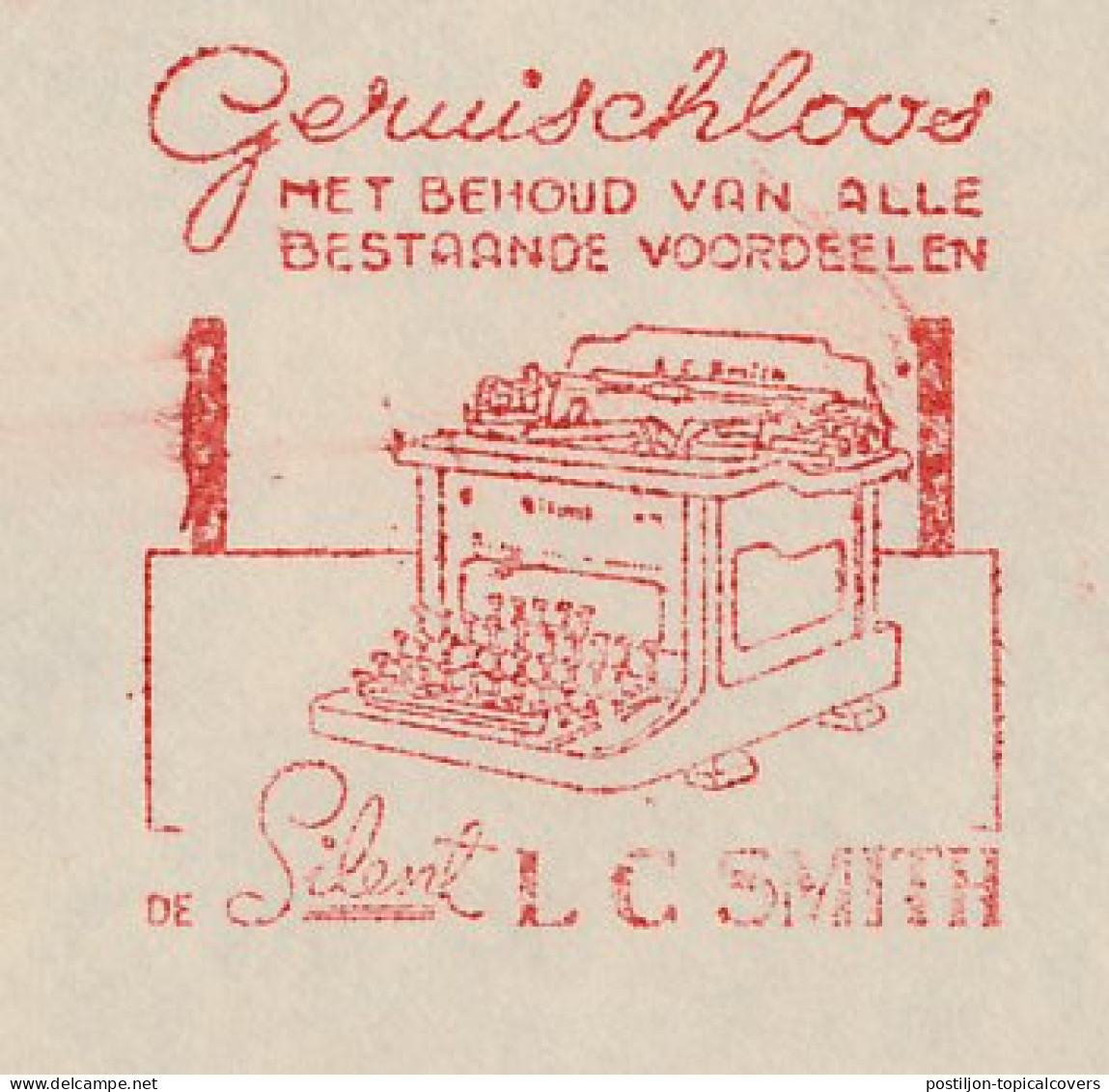 Meter Cover Netherlands 1935 Typewriter - The Silent - L C Smith - Groningen - Unclassified