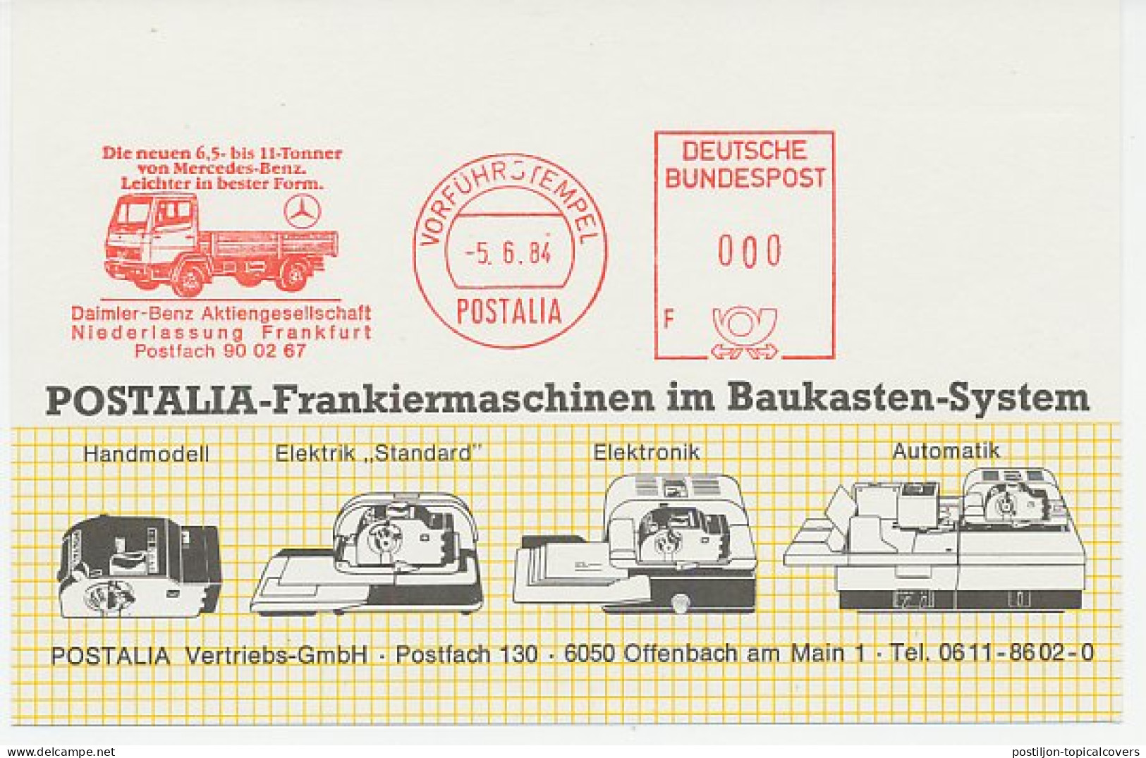 Demonstration Meter Card Germany 1984 Truck - Mercedes Benz - Vrachtwagens