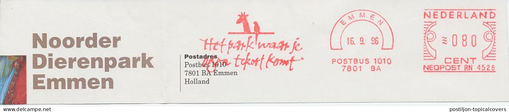 Meter Top Cut Netherlands 1996 Giraffe - Bird - Parrot - Zoo Emmen - Andere & Zonder Classificatie