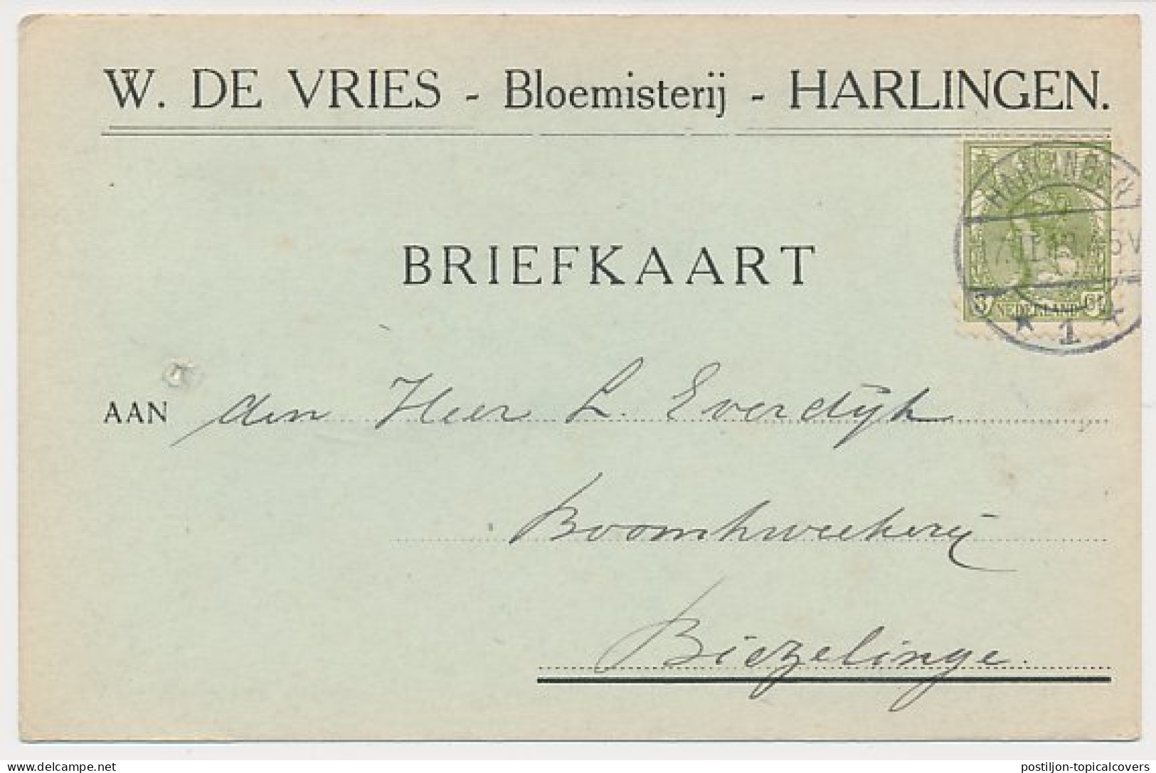 Firma Briefkaart Harlingen 1919 - Bloemisterij - Unclassified