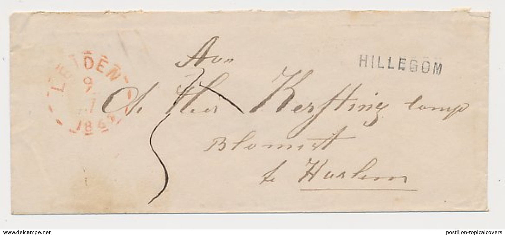 Hillegom - Leiden - Haarlem 1869 - Gebroken Ringstempel - Briefe U. Dokumente