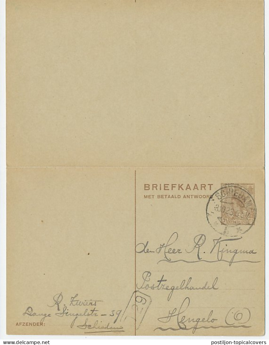 Briefkaart G. 195 Schiedam - Hengelo 1923 - Entiers Postaux
