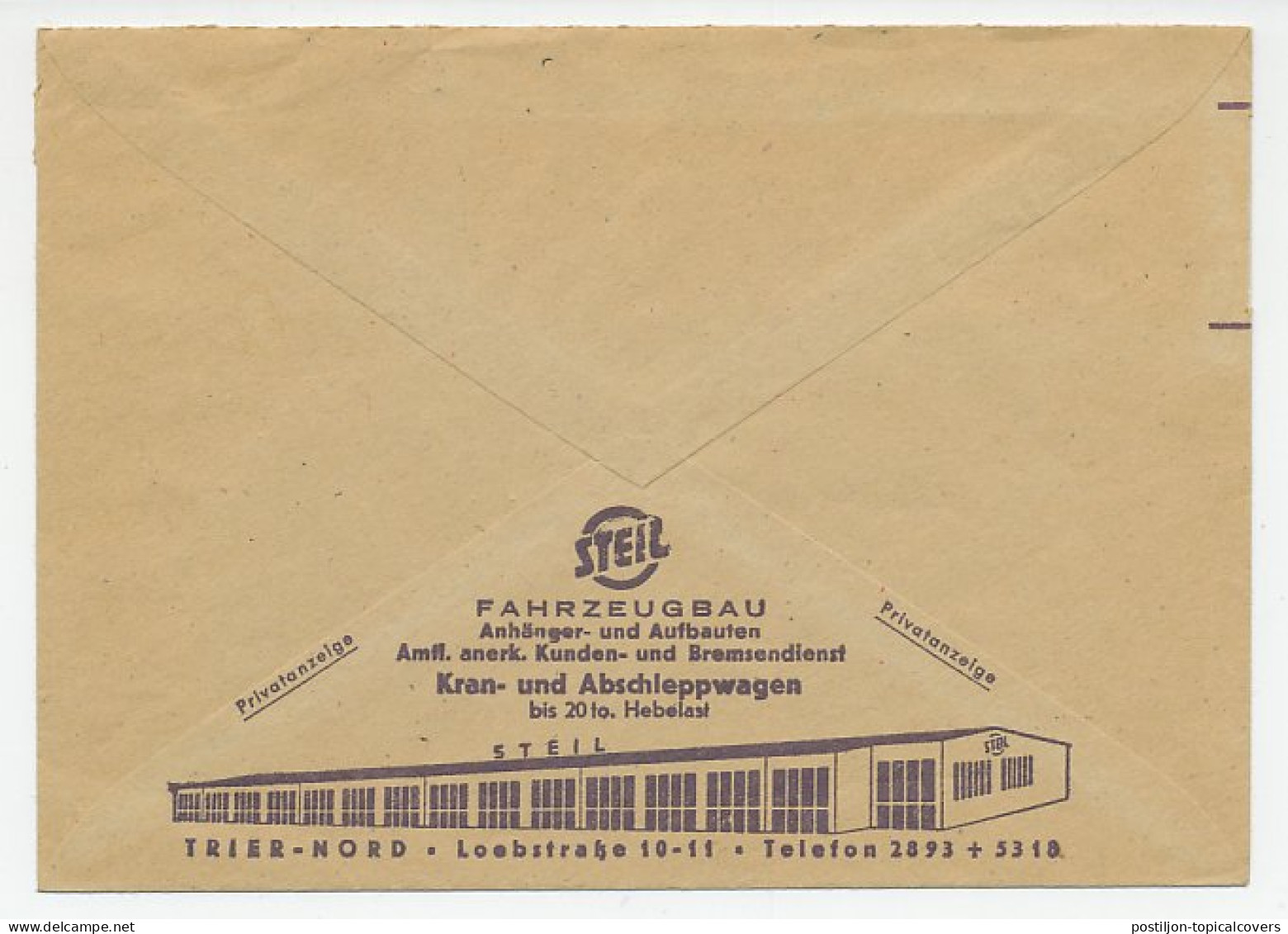 Postal Cheque Cover Germany1962 Garage - Vehicle Construction - Brake Service - Voitures