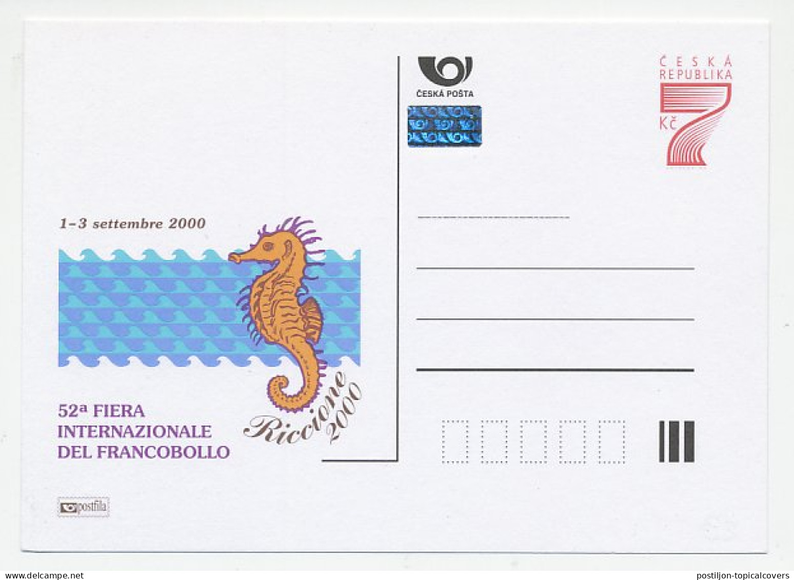 Postal Stationery Czechoslovakia 2000 Sea Horse - Maritiem Leven