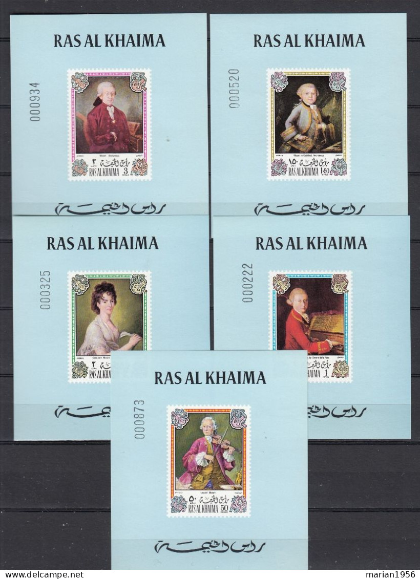 Ras Al Khaima - Musique - Peinture - MOZART - 5 B.F. - MNH - Musique