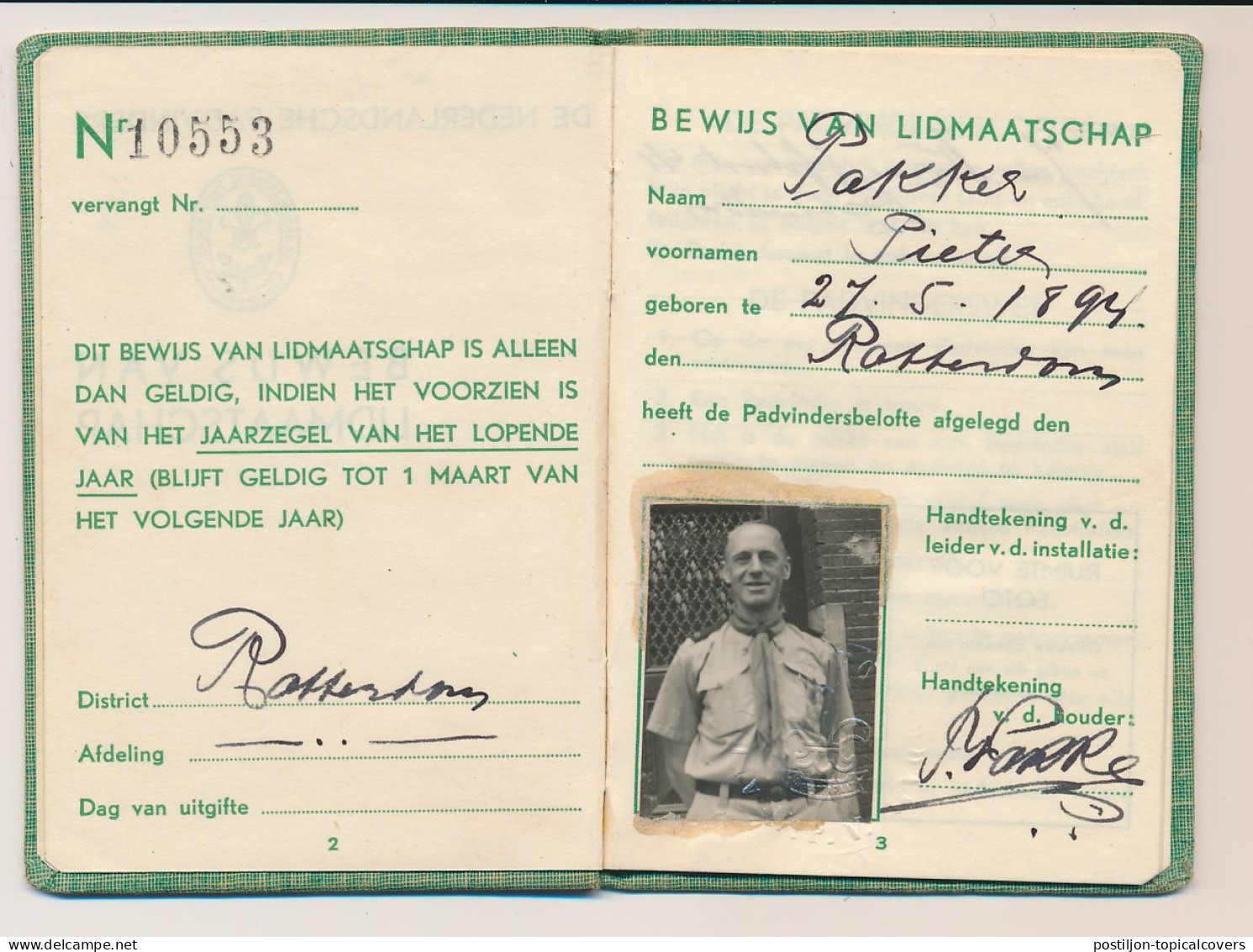 Dutch Scouts Membership Booklet 1938 Year Stamps Gevolmachtigden 1938 / 1940 - Other & Unclassified
